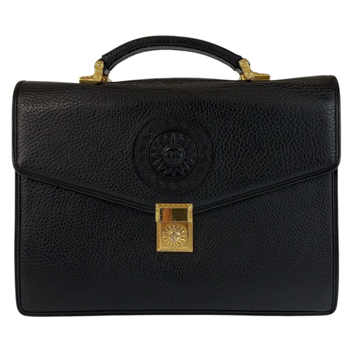 美品✨ヴェルサーチ ビジネスバッグ サンバースト ゴールド金具 黒 美品 VERSACE ヴェルサーチ ヴィンテージ サンバースト
