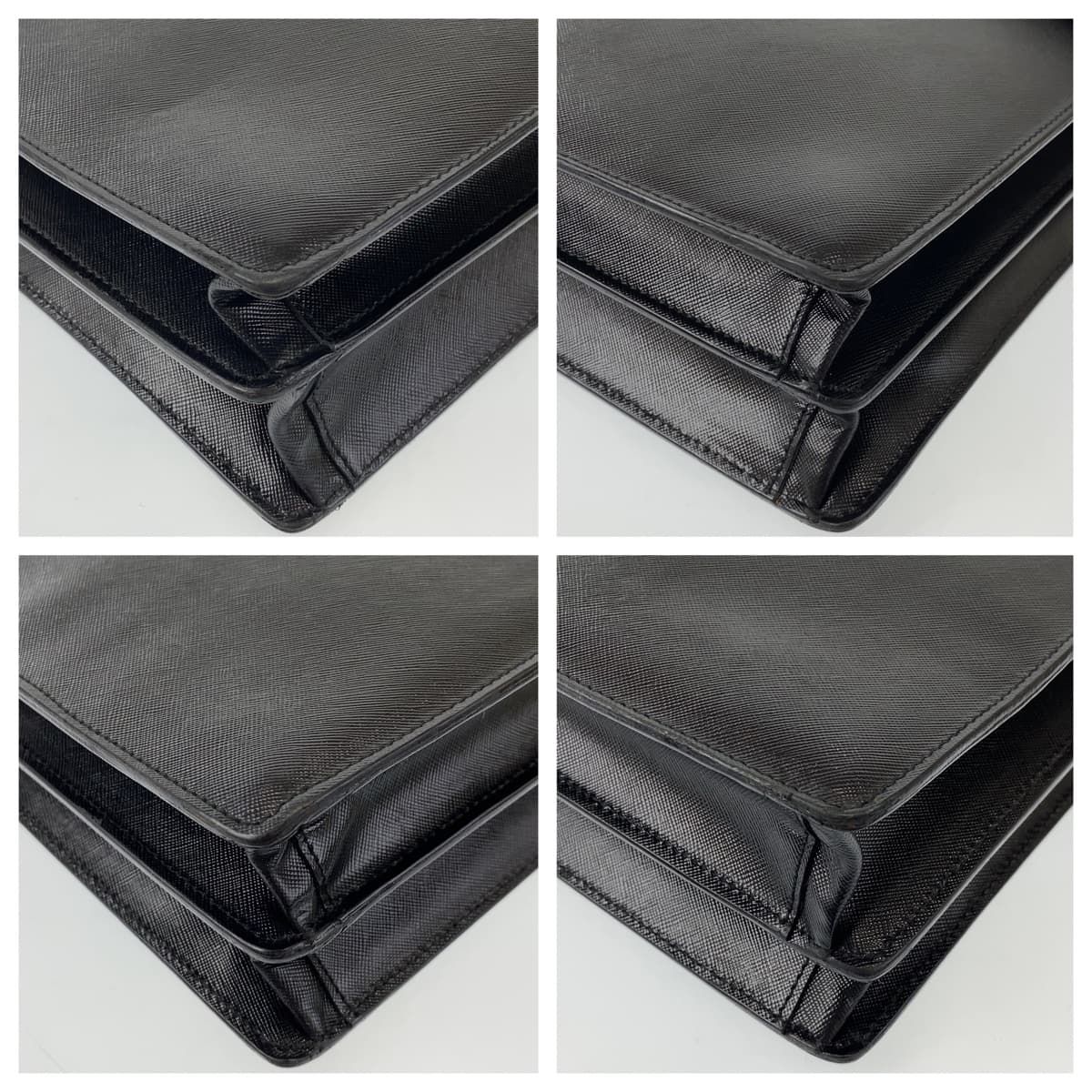 美品 PRADA プラダ サフィアーノ ブラック 黒 シルバー金具 レザー