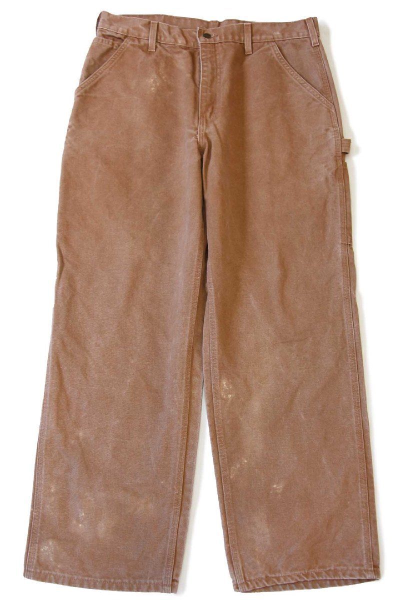 90s USA製 carharttカーハート ダック地 ペインターパンツ 茶