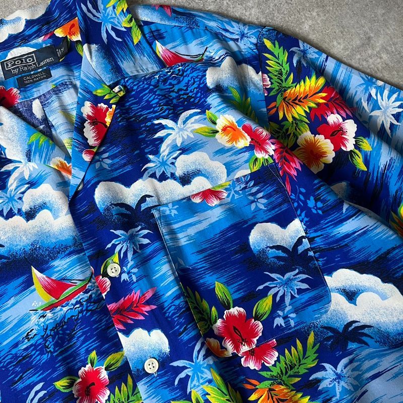 ラルフ レーヨン ハワイアン アロハ シャツ CALDWELL 美品 90s ccc45bd95da1777e42783e4c80a17d