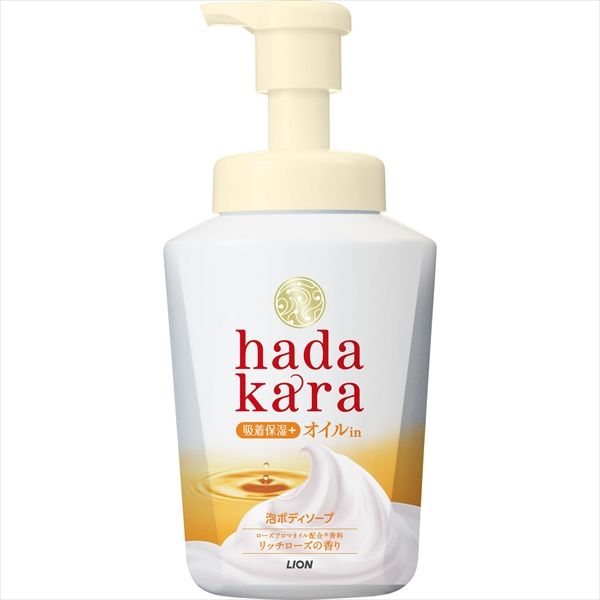 まとめ買い-12点セット hadakaraボディソープ 泡で出てくるオイルインタイプ ローズガーデンの香り 本体 530ml
