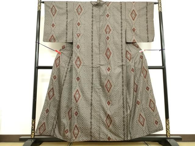 平和屋着物●本場大島紬　龍郷絣　菱間道　正絹　逸品　DAAV8656tw 平和屋着物○本場大島紬 龍郷絣 菱間道 正絹 逸品 DAAV8656tw