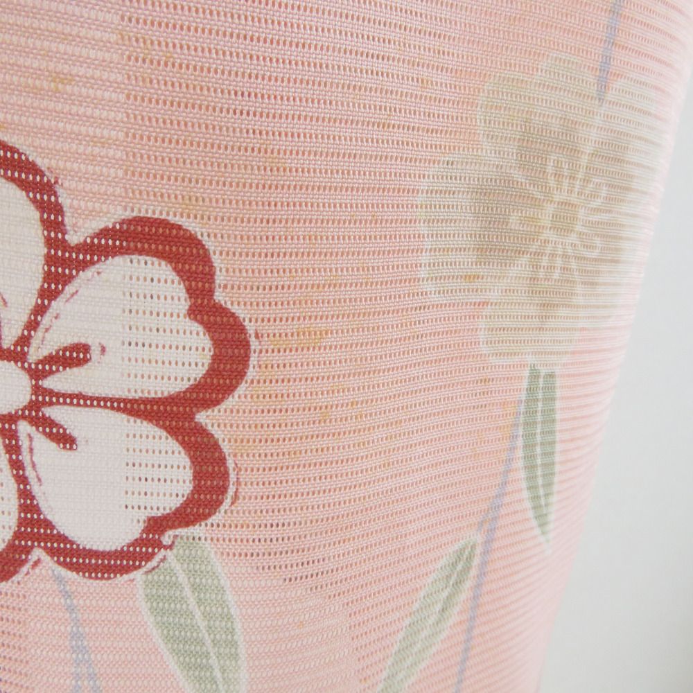 子供着物 夏用 絽 正絹 女の子用 四つ身 襦袢セット サーモンピンク 桜