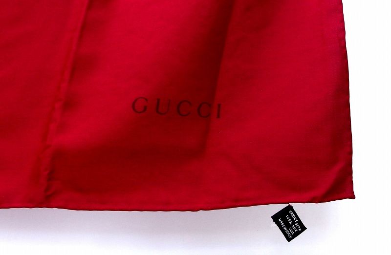224653】GUCCI グッチ 無地 シルク 大判スカーフ 88×88cm