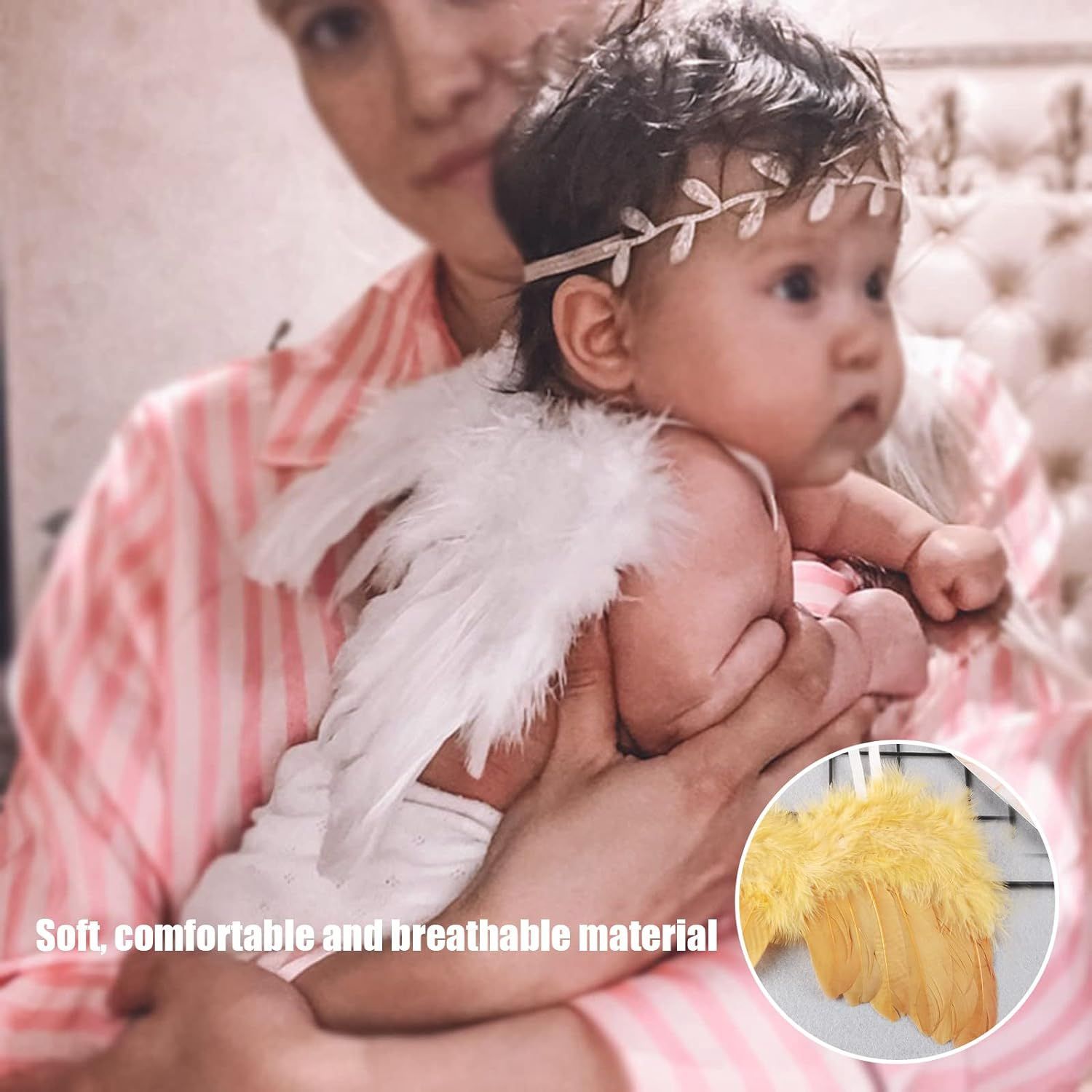 ピンク　 ベビーコスチューム 天使の羽 ヘアバンド セット 赤ちゃん