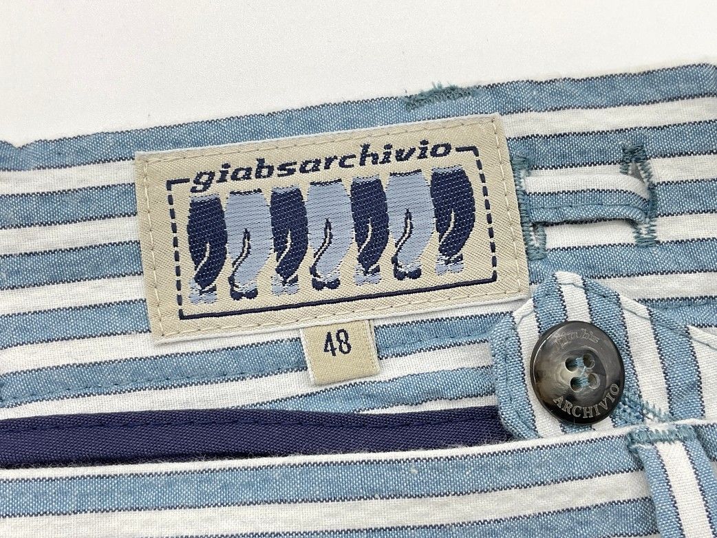 【未使用品】giab's ARCHIVIO シアサッカーストライプショーツ48 未使用 giab's ARCHIVIO ジャブスアルキビオ 48 ブルー