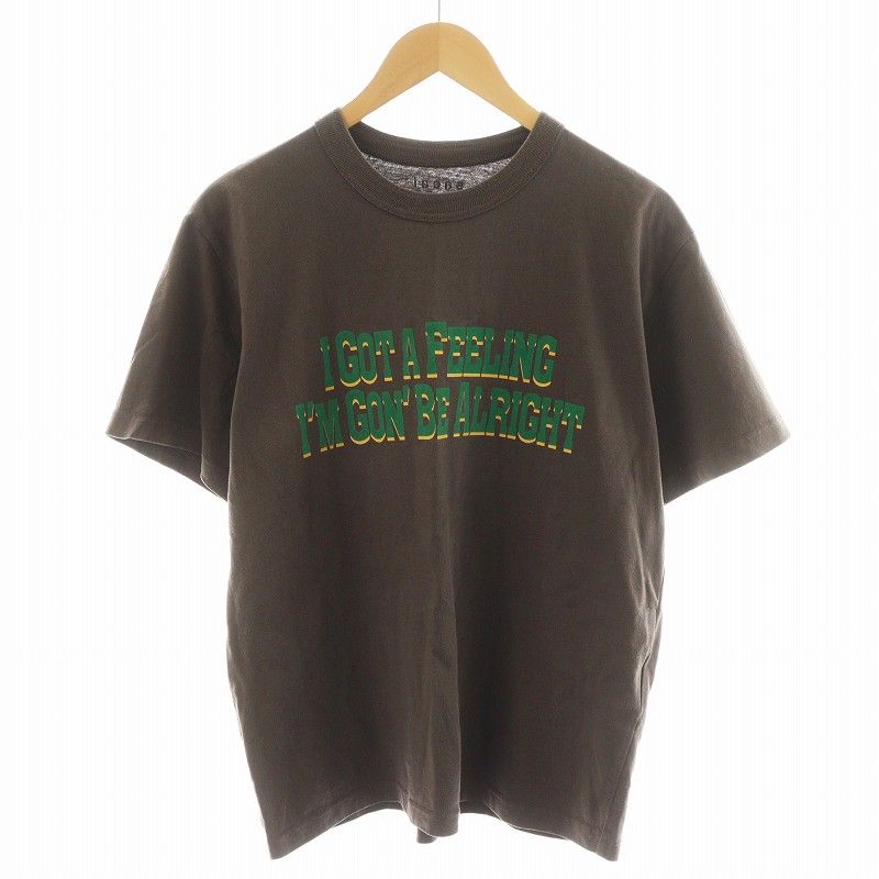 sacai◆23SS/Flock Print T-Shirt/Tシャツ/0/コットン/KHK/23-0465S sacai/23SS/Flock Print T-Shirt/T-shirt/0/Cotton/KHK/23-0465S