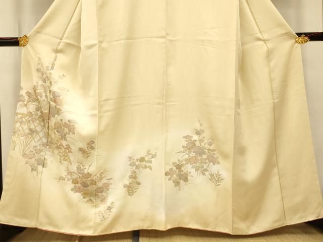 平和屋着物■訪問着　駒刺繍　冊子エ霞花文　金銀彩　逸品　未使用　BAAJ7320pk 平和屋着物□訪問着 駒刺繍 エ霞雲取り天井花文 金彩