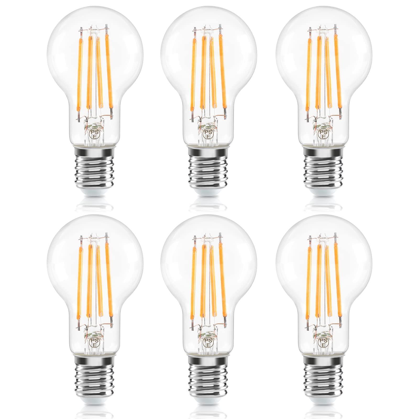 Haian Support フィラメント電球 E17口金 60W形相当 ミニクリプトン電球 6W LED電球 電球色 3000k 600lm シャンデリア 広配光タイプ 調光器非対応 A40 6個入り