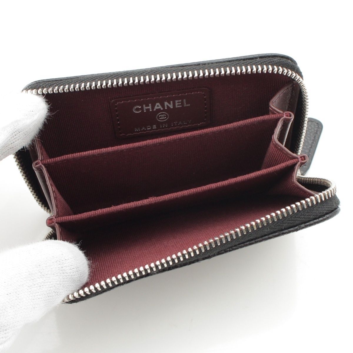 シャネル キャビアスキン ココマーク クラシックジップウォレット  