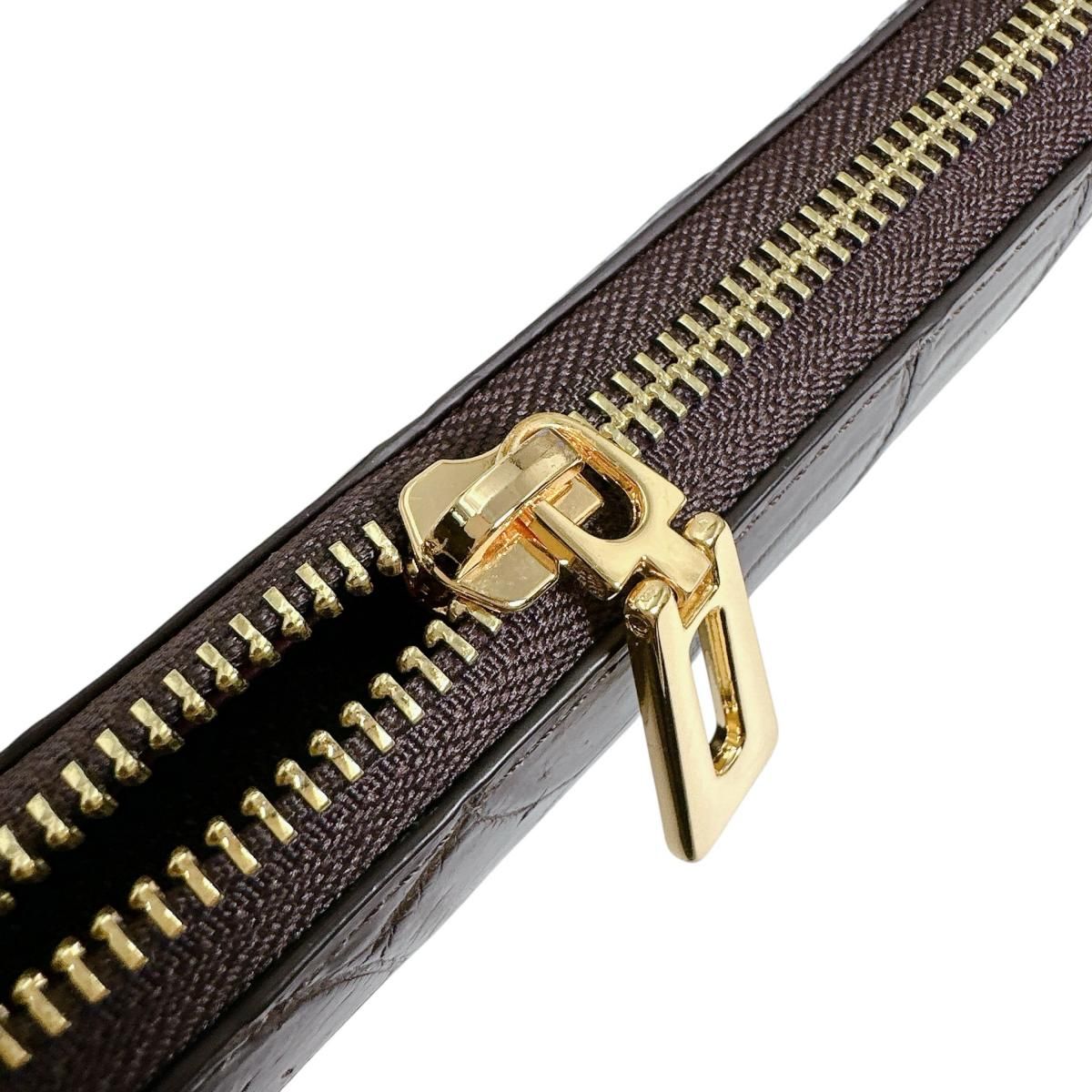 クロコダイル 52658 マット ラウンドファスナー 外ポケット付 長財布  