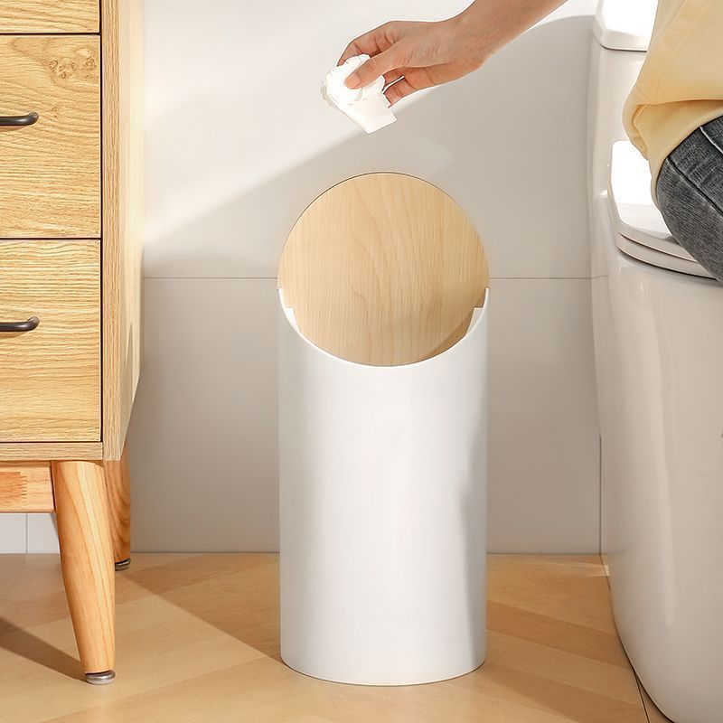 ゴミ箱 9L ダストボックス おしゃれ かわいい 円柱形 省スペース インテリア スイング式 フタ付き ゴミ箱 ごみ箱  白 ホワイト ブラック 4-7
