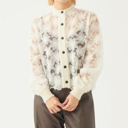 iena la boucle　Brocheレースカーディガン IENA LA BOUCLE レースコンビカーディガン（カーディガン）｜IENA