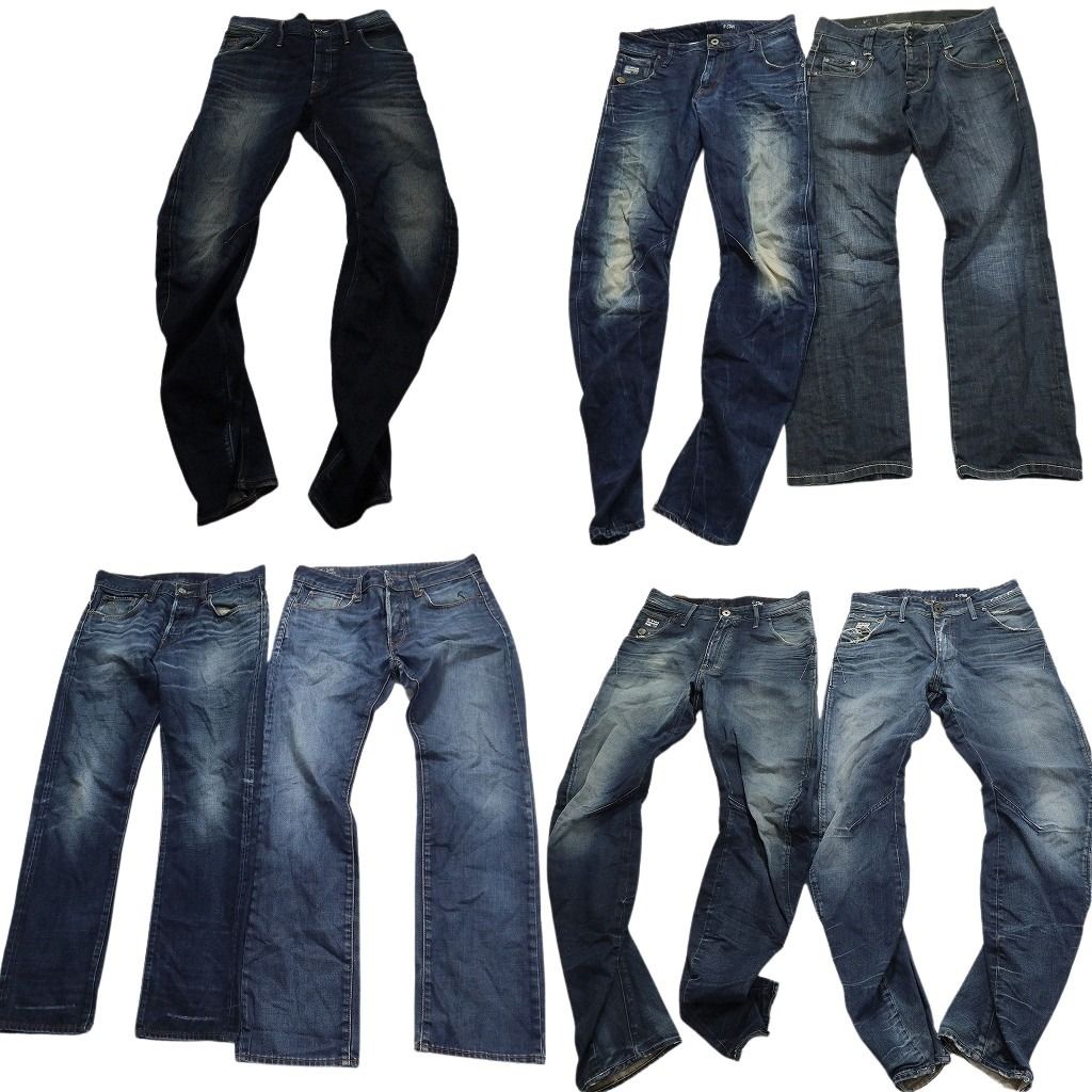 古着卸 まとめ売り G-STAR RAW デニム パンツ 7枚セット メンズ 30 |31 ヒゲ フェード コインポケット アメカジ 古着 NC1376