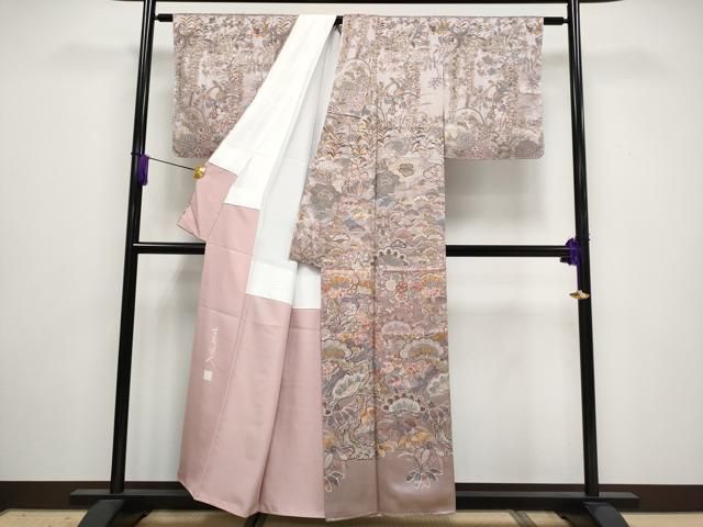 平和屋本店□極上 山岡古都・古都染人 染織美術品 薬墨染 天目織 お召