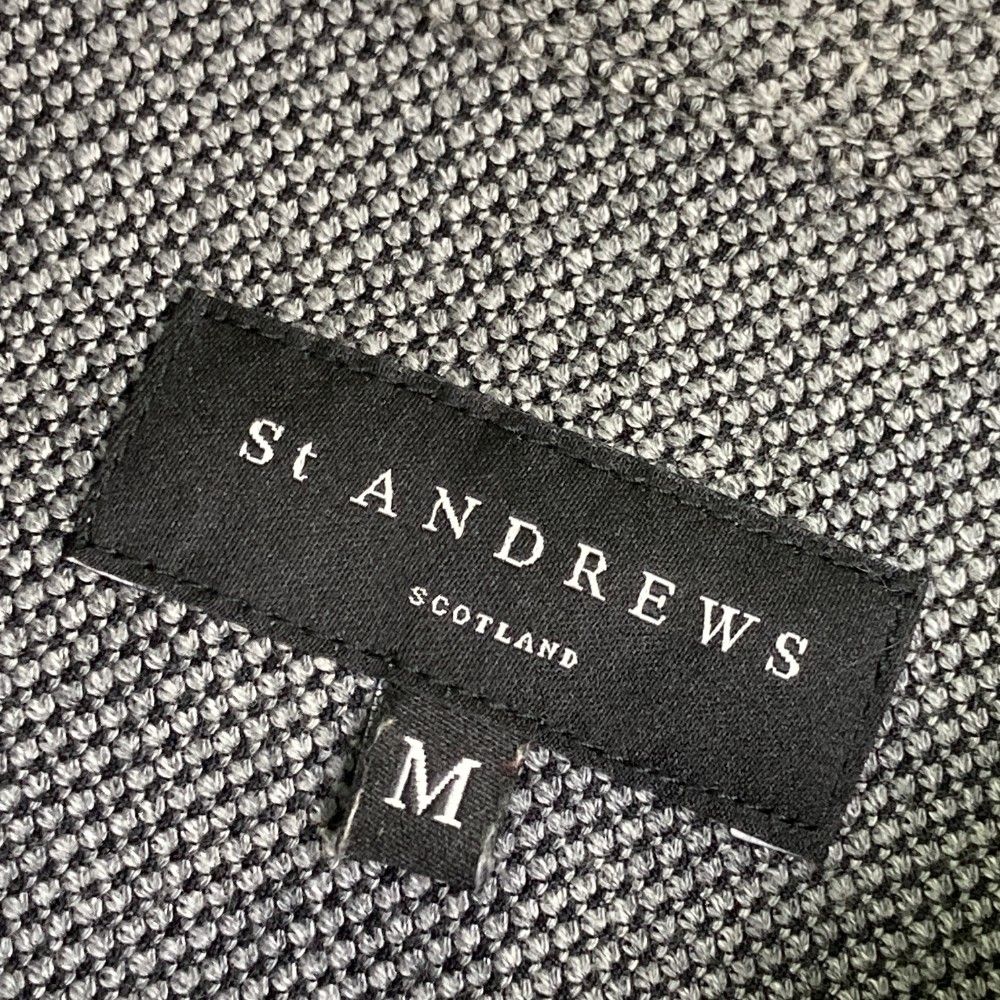 サイズ：M ST ANDREWS セントアンドリュース  長袖ポロシャツ スタッズ  グレー系 [240101444724] ゴルフウェア メンズ ストスト サイズ：M ST ANDREWS セントアンドリュース 長袖ポロシャツ