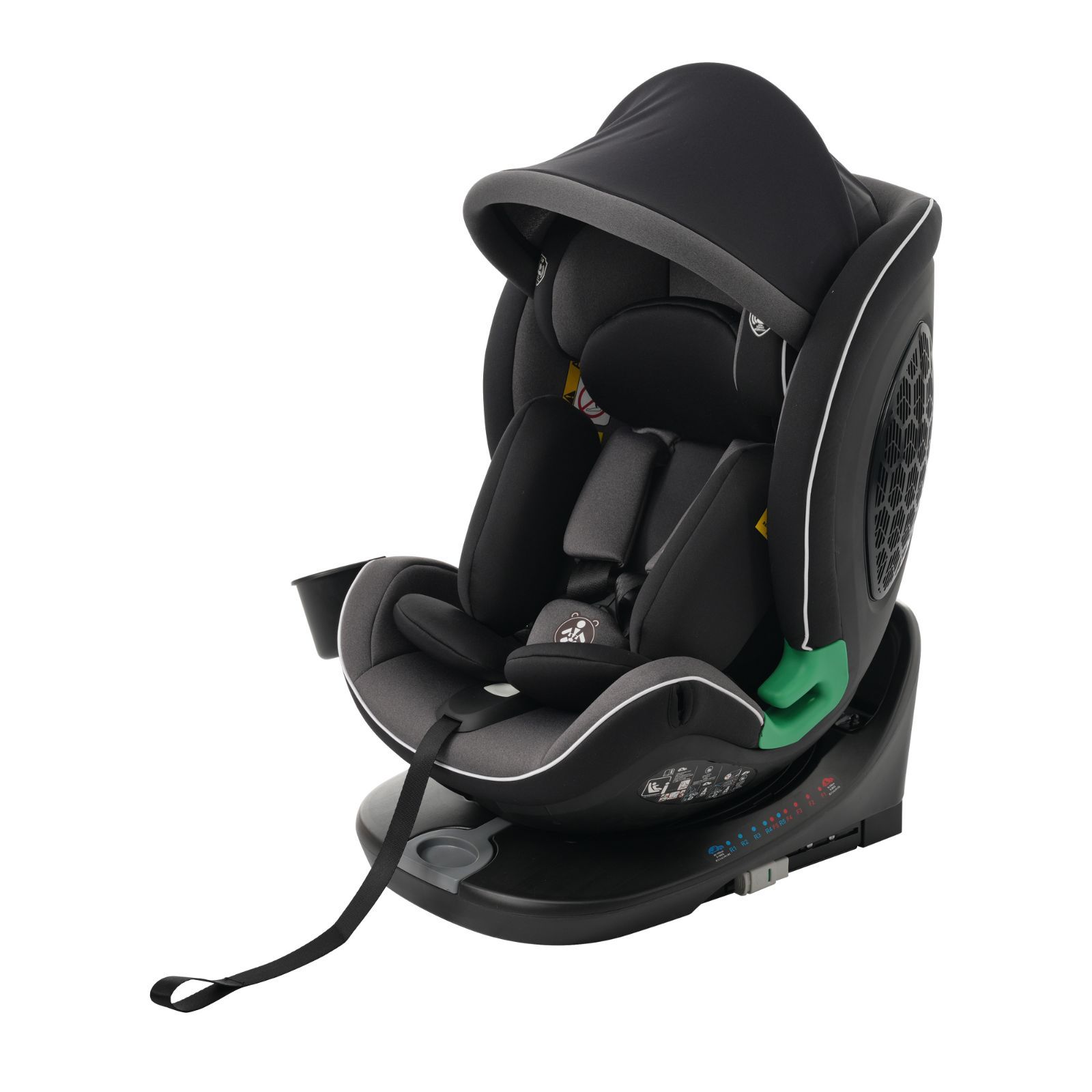 トップテザータイプ チャイルドシート 新生児 ISOFIX 0歳～12歳 360度回転式 40～150cm ジュニアシート 調節 洗える キャノピー付き ベビーシート ドリンクホルダー付き 出産祝い 車