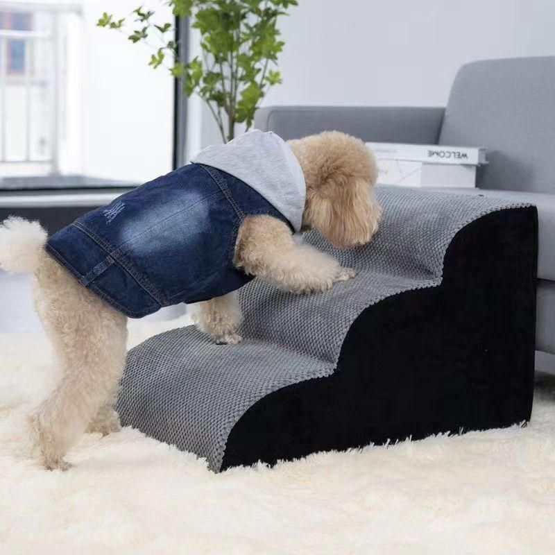 ドッグステップ 2段3段4段 なだらか 幅40cm 洗えるカバー 犬 階段 コーデュロイ生地 ペット クッション スロープ 踏み台 滑り止め おしゃれ かわい 4段 50cm