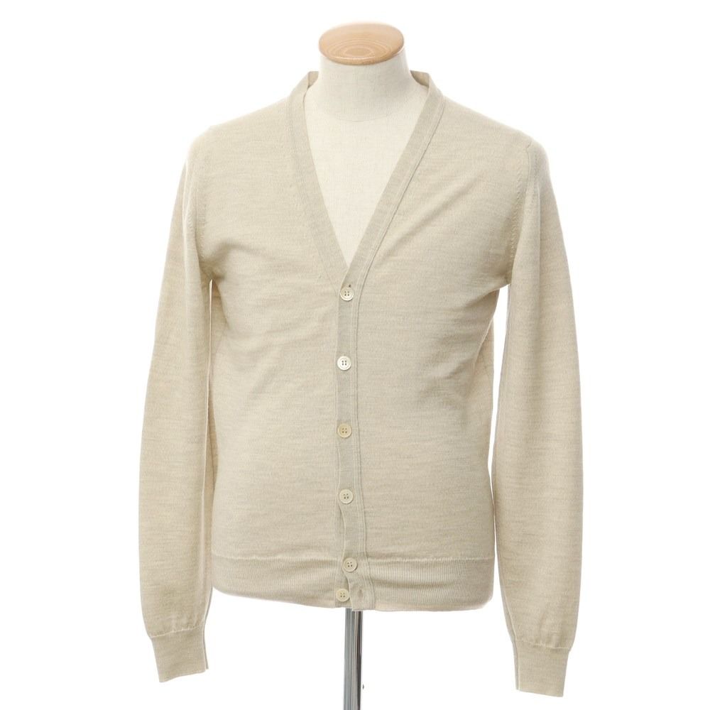【中古】ジョンスメドレー JOHN SMEDLEY ウール ニット カーディガン ベージュ【サイズS】【メンズ】