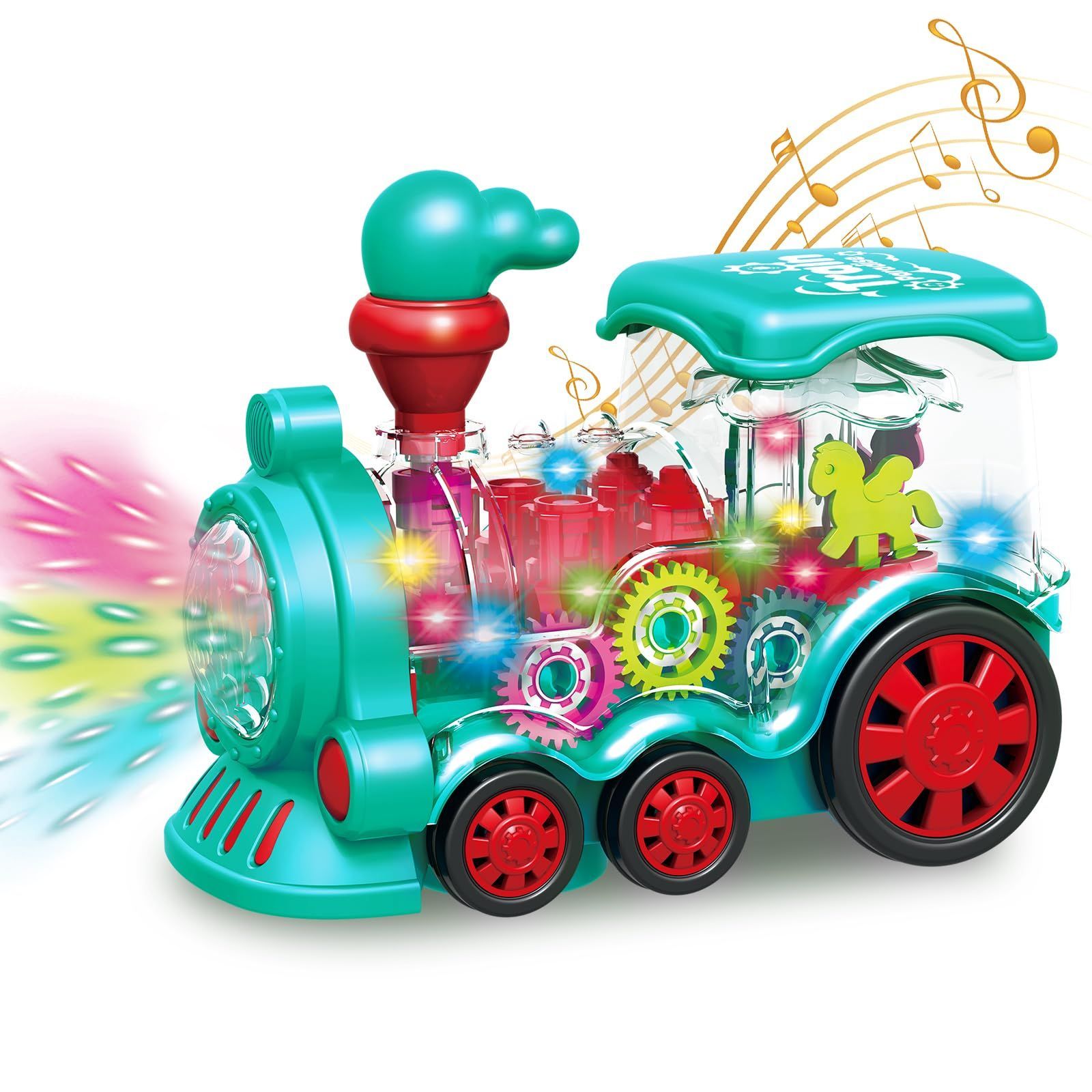 【人気商品】機関車 新幹線 車 蒸気機関車 モデルカー 子供おもちゃ 電車車両 ライト点灯 障碍回避 おもちゃ ランダム色 クリスマス 電車 誕生日プレゼント (電車おもちゃーグリーン)