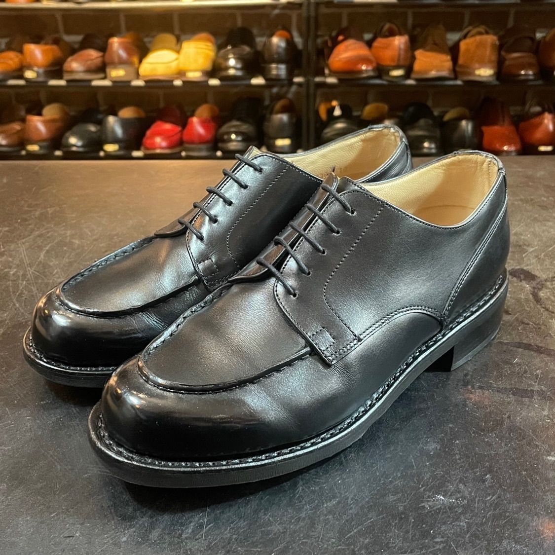 美品parabootパラブーツ キュイールクージュグッドイヤープレーントゥ茶45 美品parabootパラブーツ キュイールクージュグッドイヤー