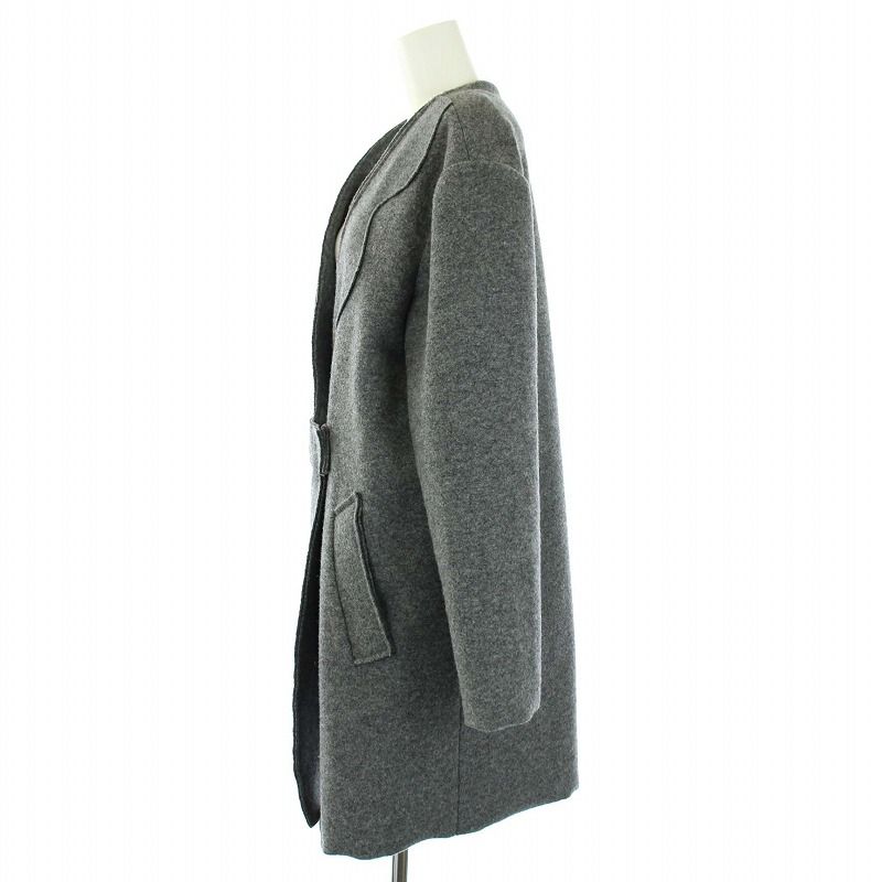 アルマーニエクスチェンジ A/X ARMANI EXCHANGE Wool Coat ノーカラーコート ベルト アウター ミドル丈 ロング P グレー  6ZYK06 YNEXZ /TK