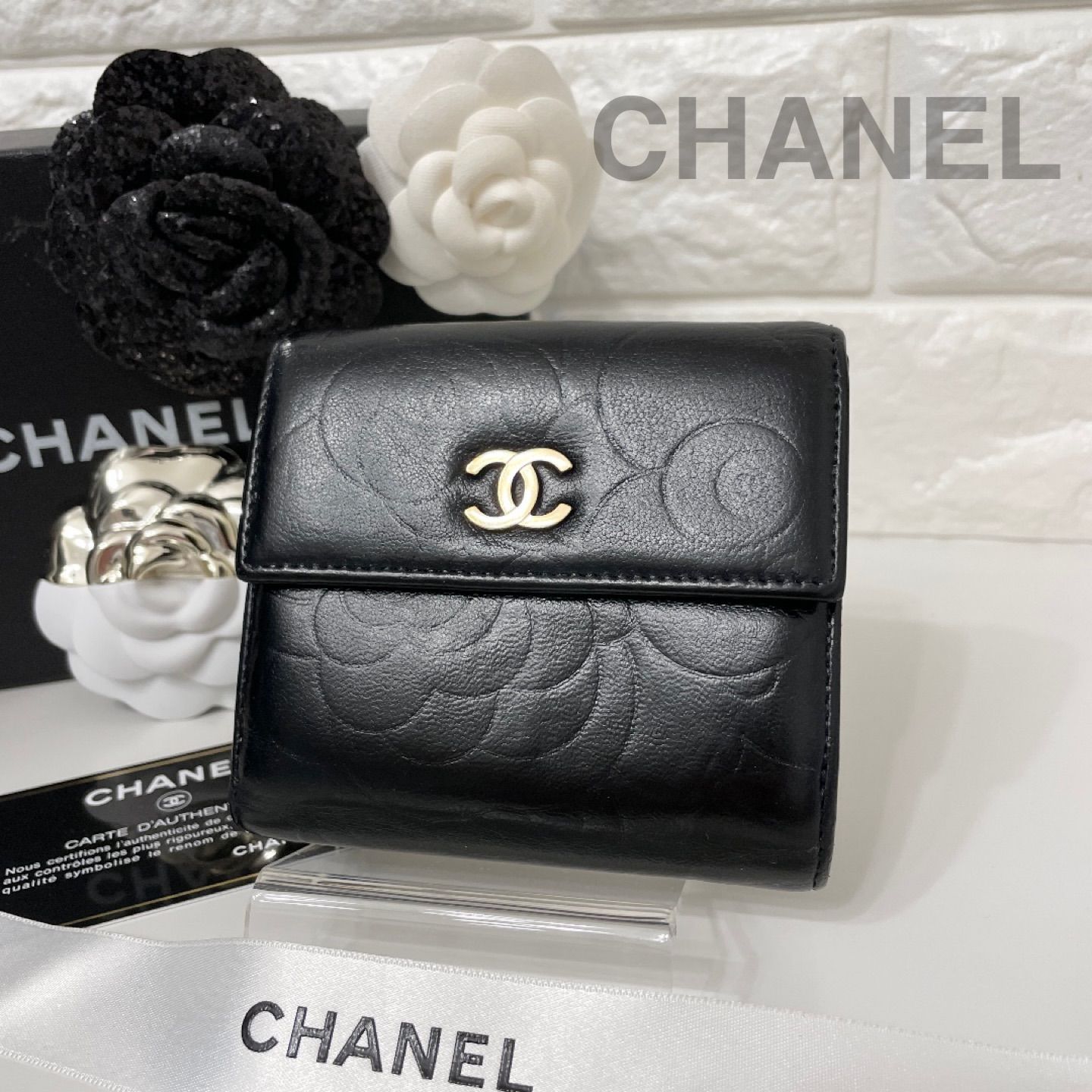 CHANEL(シャネル) Wホック財布 カメリア 黒 | angeloawards.com