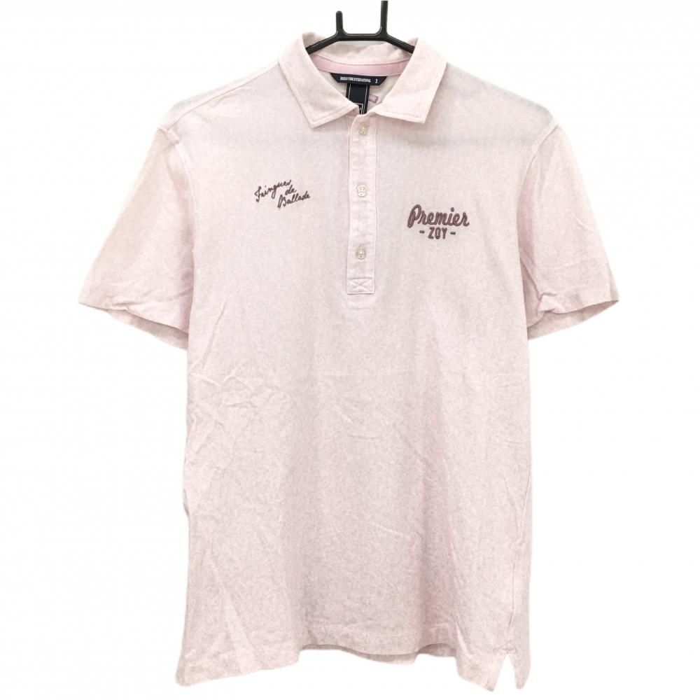 ゾーイ 半袖ポロシャツ ライトピンク×白 総柄 ペイズリー 胸元刺しゅう  メンズ 2(M) ゴルフウェア ZOY