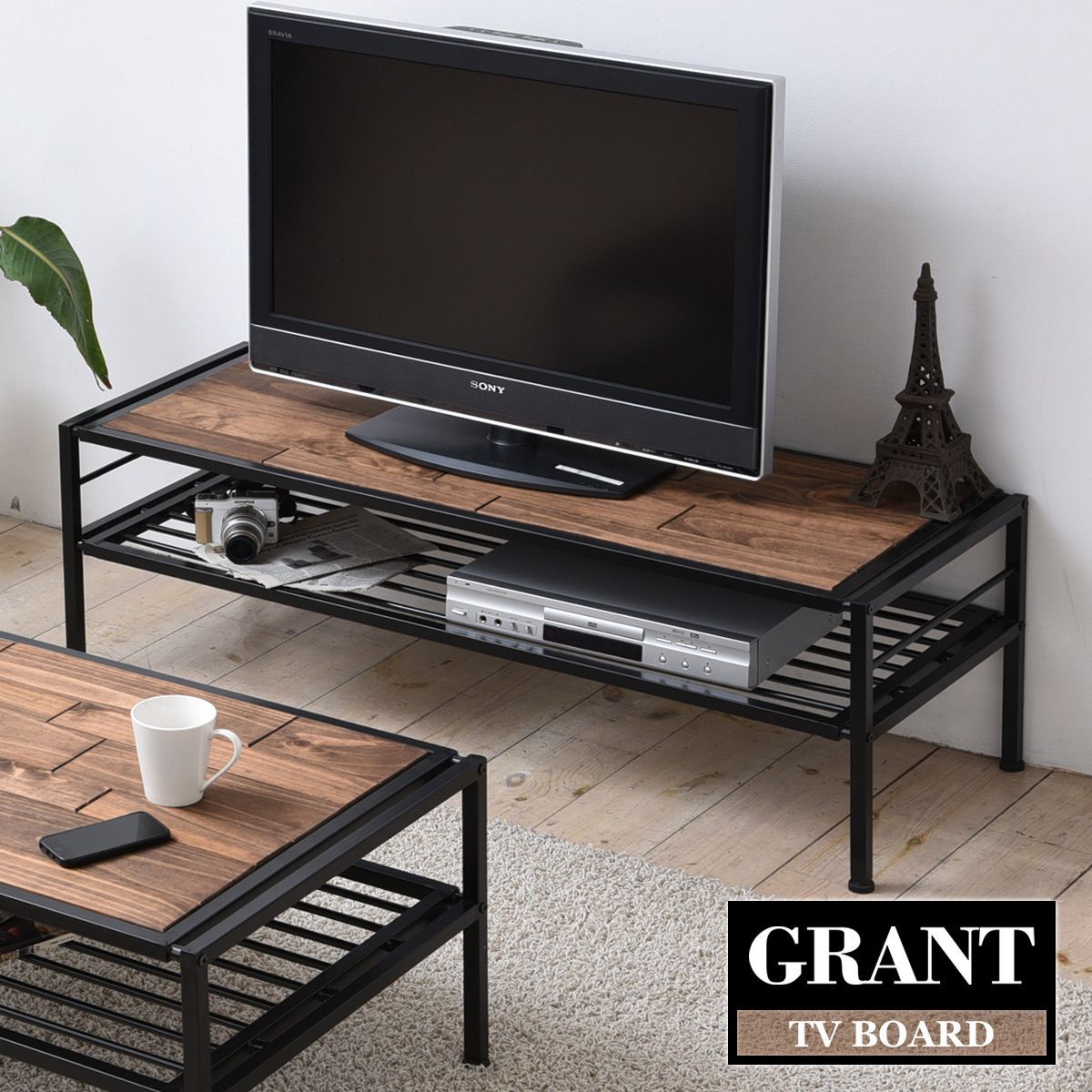 ABB1020648 GRANT　テレビ台 GRTB-120 GRANT テレビ台 天然木 北欧 木製 ローボード AVボード 収納家具 アイアン おしゃれ オイル アンティーク 植物性オイル 塗装 モダン スタイリッシュ  ナチュラル