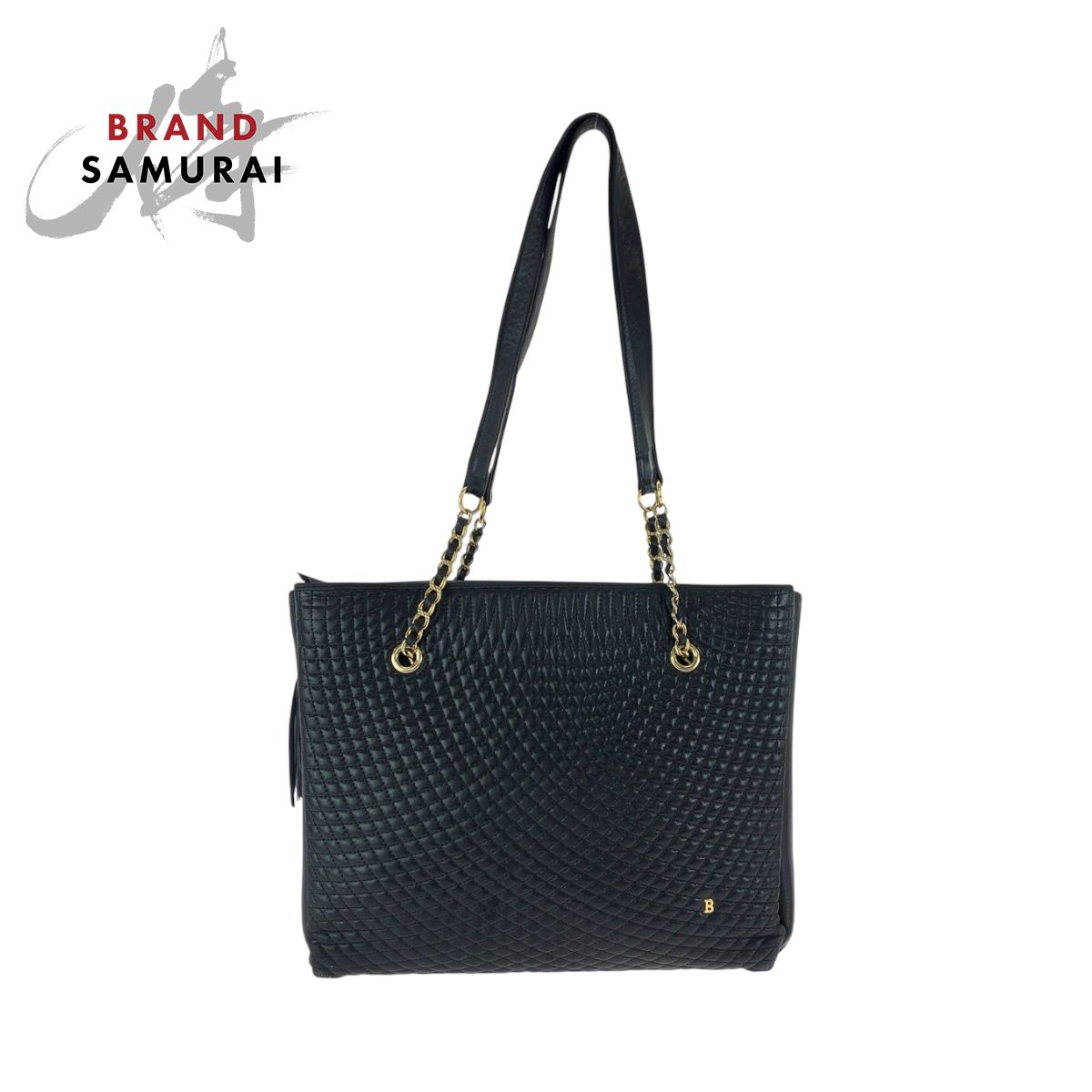 BALLY バリー ヴィンテージ キルティング フリンジ ブラック 黒 ゴールド金具 レザー チェーントートバッグ ショルダーバッグ 502075
