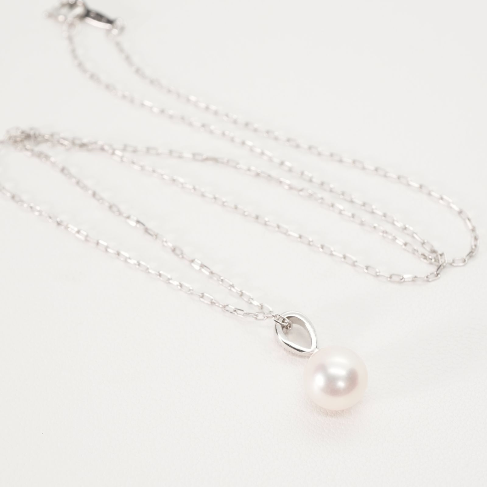 美品 K18WG ミキモト 一粒パール ネックレス 真珠/24-4058 美品 K18WG ミキモト 一粒パール ネックレス 真珠/24-4058