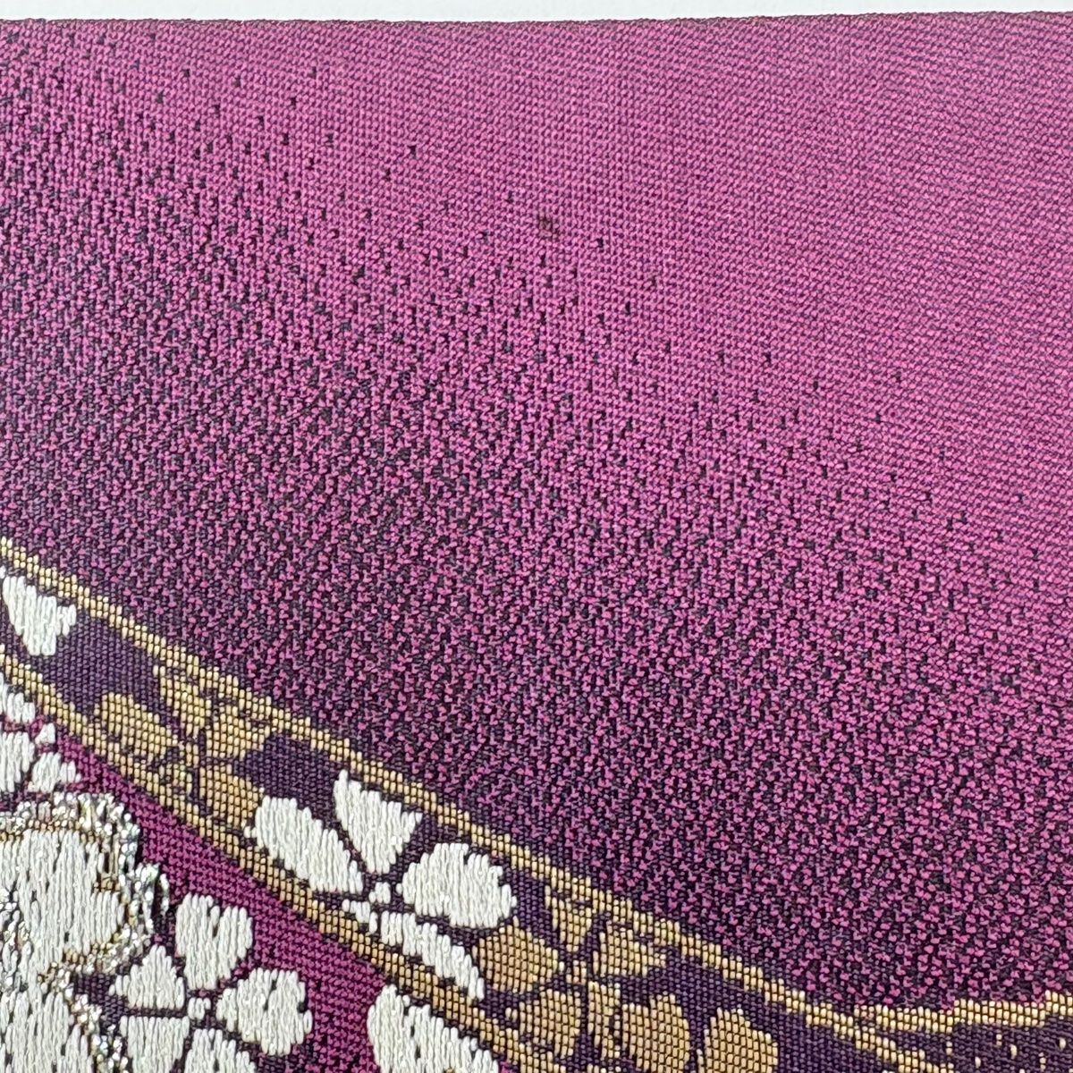 [六通]　袋帯　桜　中古美品 中古 袋帯 未仕立て品 六通柄 美品 証紙あり 振袖用 正絹 花柄