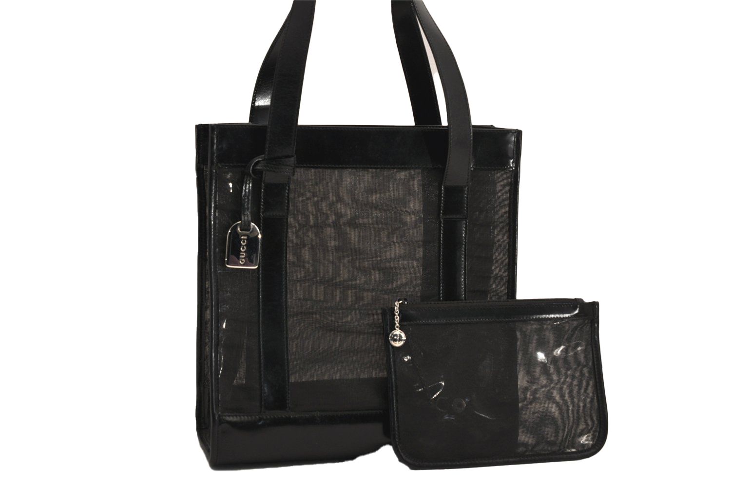グッチ(GUCCI) グッチ トートバッグ レザー メッシュ ブラック レザー 