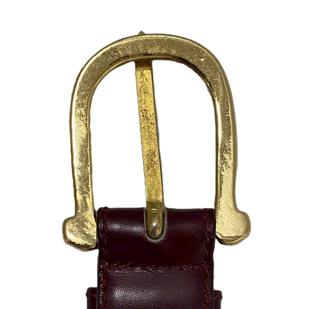 CH【CELINE】馬車 ベルト 60 レザー ボルドー ゴールド/金金具