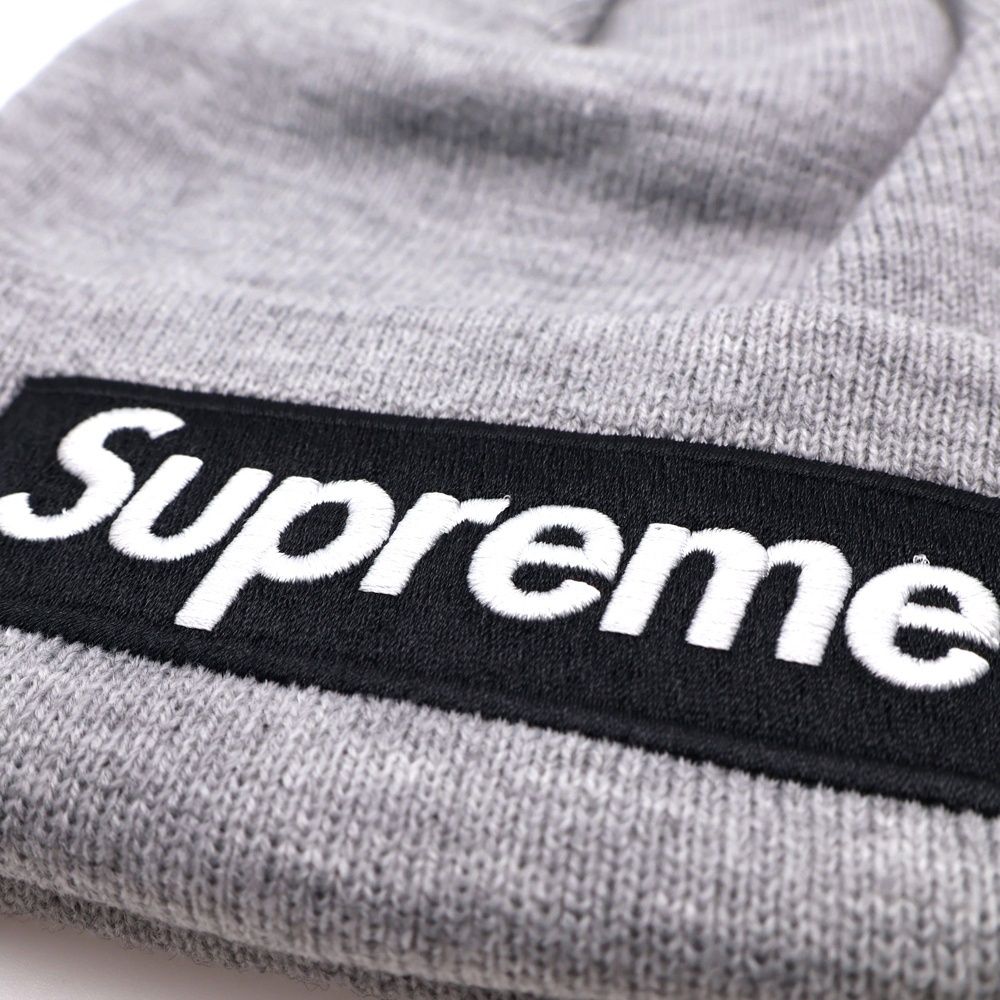 Supreme グレー ニット帽　ボックスロゴ　22AW FW SUPREME (シュプリーム) 22AW ×NEW ERA Box Logo Beanie