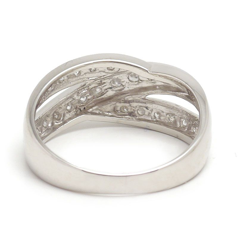 Pt900 ダイヤ付きデザインリング 16号 鑑別カード付 新品仕上済み 天然