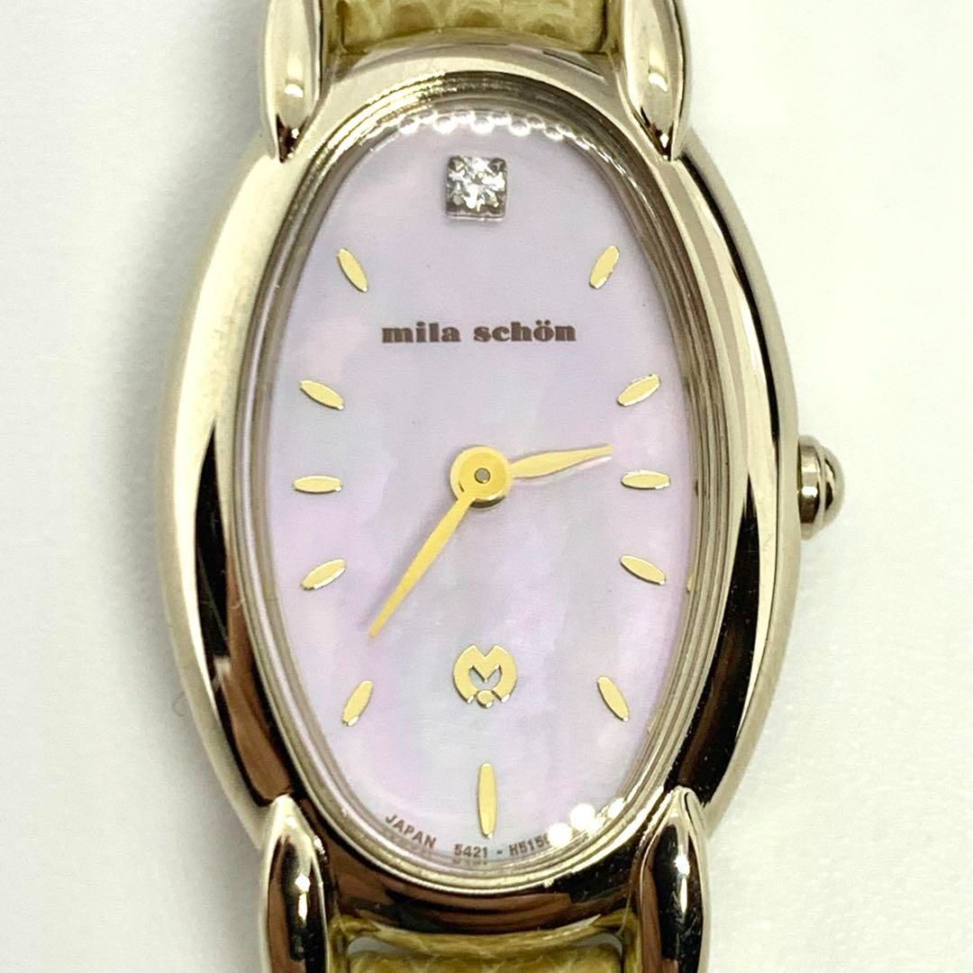【W175-9】動作品 電池交換済 milla schon ミラショーン 腕時計 3220-L11213 ゴールドカラー レディース【送料全国一律185円】
