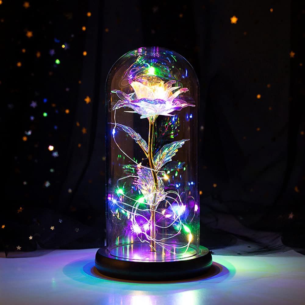 結婚記念日 バレンタインデー プレゼント 新年 花束 薔薇 退職 LEDライト付き電池式 金メッキローズ お祝いに適用 枯れない花 24 Kゴールドローズ 彼女への贈り物 Lechin 造花 黄色い LEDライ