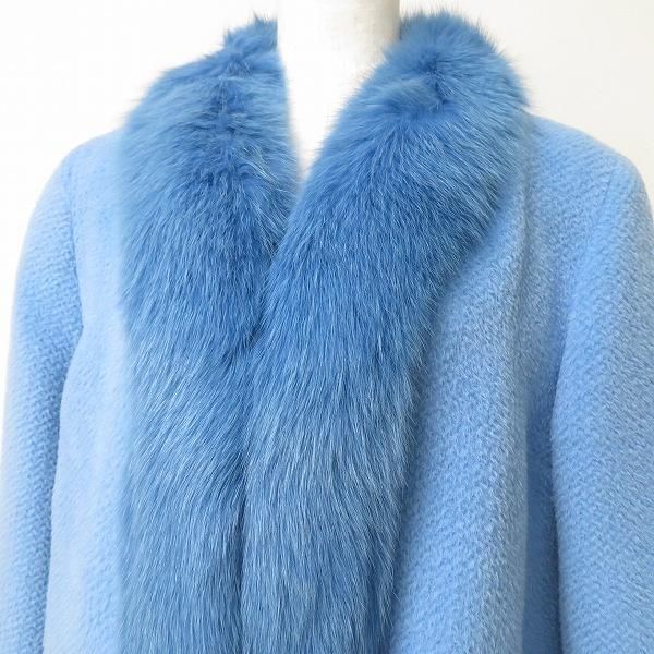 新品] 女性 青ファーコート 空色 ファージャケット Bibiy