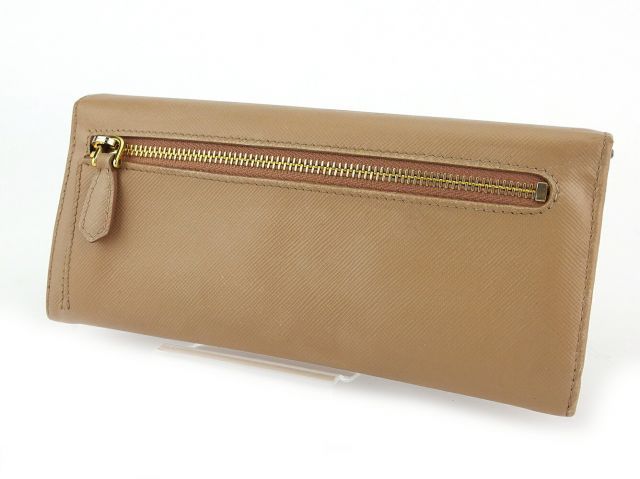 美品　PRADA ベージュ 長財布 プラダ 長財布 ファスナー付き 長財布 レディース リボン