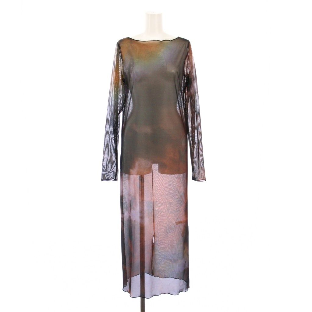 アメリヴィンテージ Ameri VINTAGE ミランダタイダイシアーロングトップワンピース マキシ ロング 長袖 ボートネック シースルー ストレッチ S マルチ 01210540470 BB