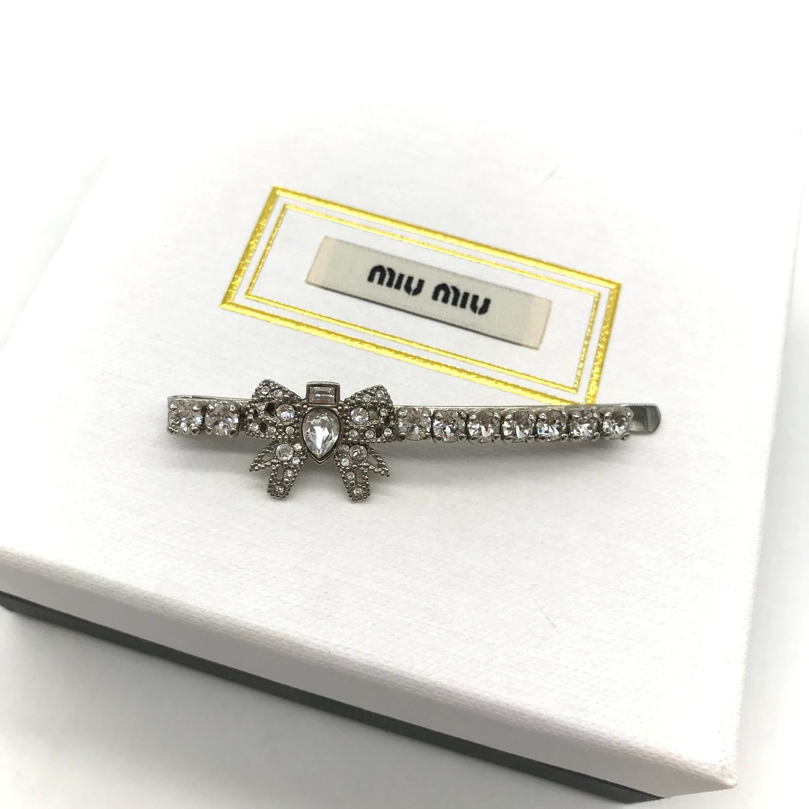 ▽miumiu/ミュウミュウ リボン ラインストーン ヘアピン ヘア ▽miumiu/ミュウミュウ リボン ラインストーン ヘアピン ヘア