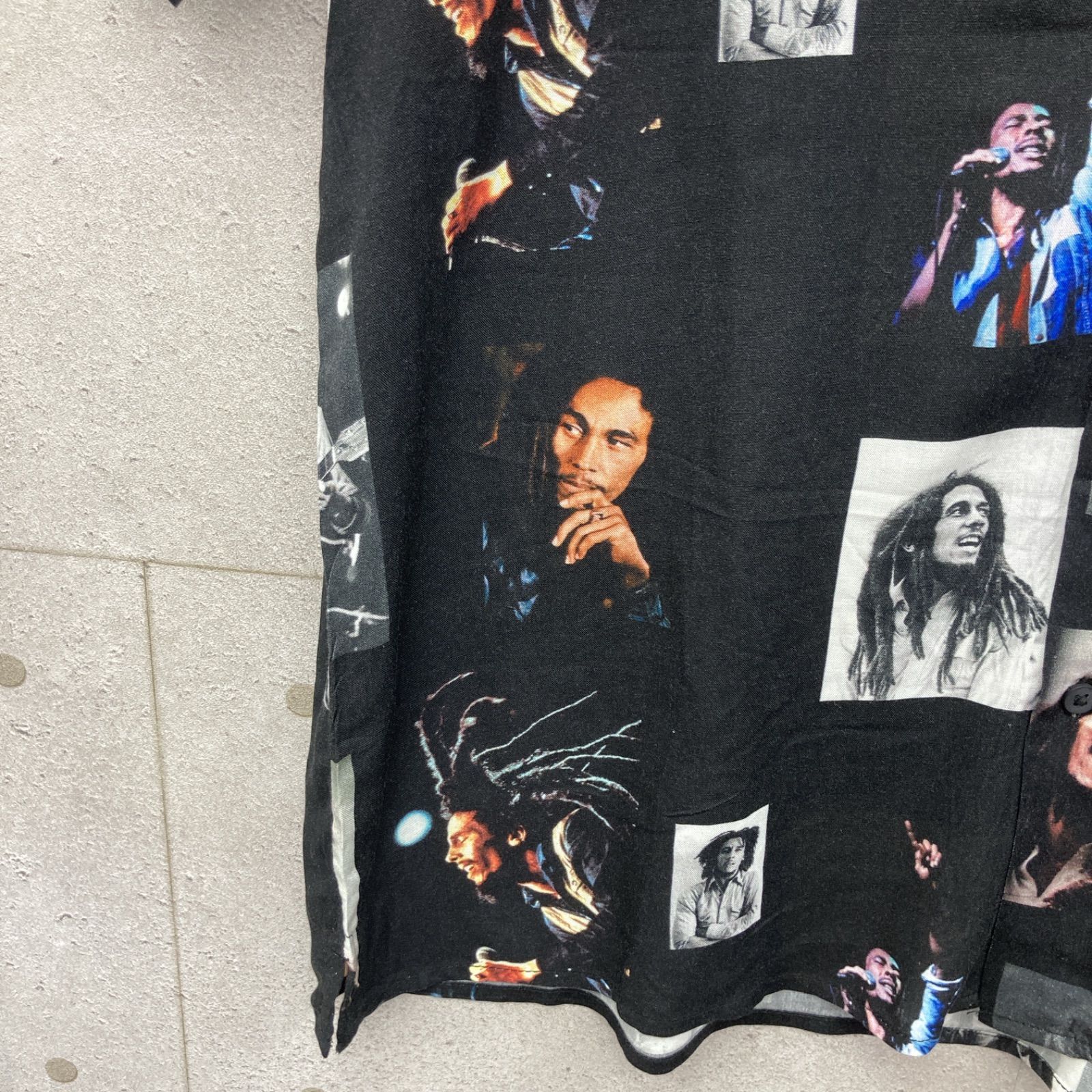 H&M ボブマーリー BOB MARLEY アロハシャツ半袖 ボタン シャツ トップス 総柄 開襟シャツ ブラック メンズ L レア G206-19  - メルカリ