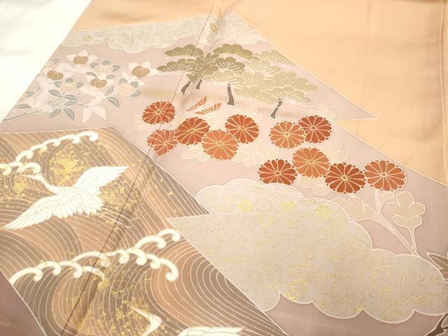 平和屋着物□豪華色留袖 駒刺繍 飛鶴花唐草文 暈し