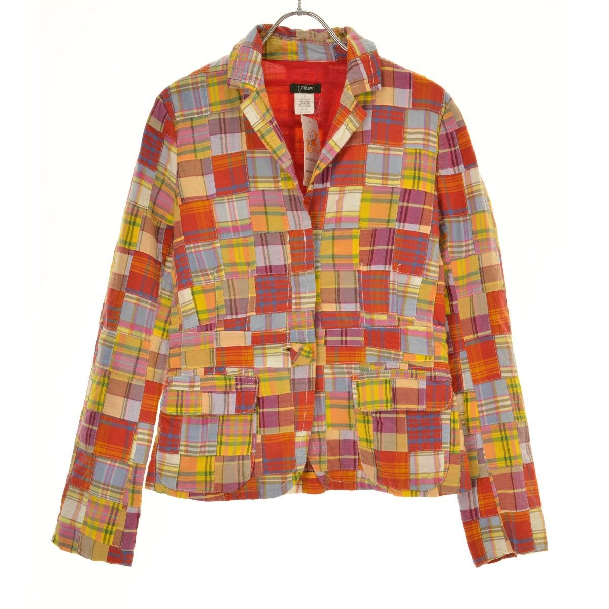JCREW】パッチワークチェックテーラードジャケット - メルカリ