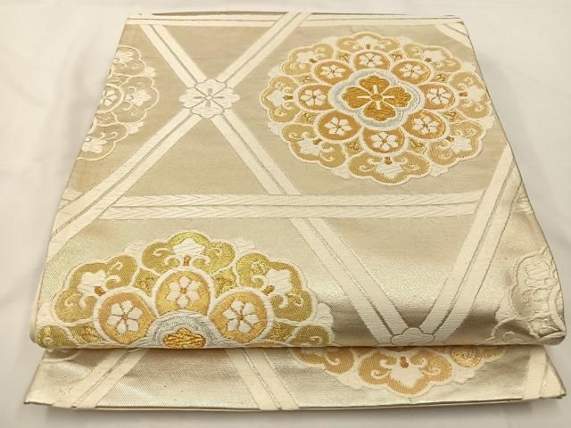 平和屋着物●六通柄袋帯　竜胆　金糸　正絹　逸品　BAAT6761hv 平和屋着物○六通柄袋帯 竜胆 金糸 正絹 逸品 BAAT6761hv