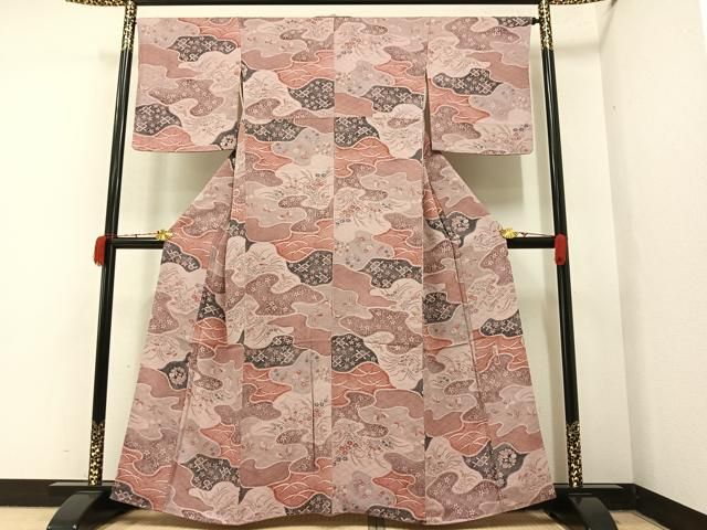 平和屋着物●上質な小紋　鴛鴦舞蝶花文　金彩　正絹　逸品　未使用　DAAZ0674ps 平和屋着物□上質な小紋 花蝶文 正絹 逸品 未使用 AAAY0367ph 平和