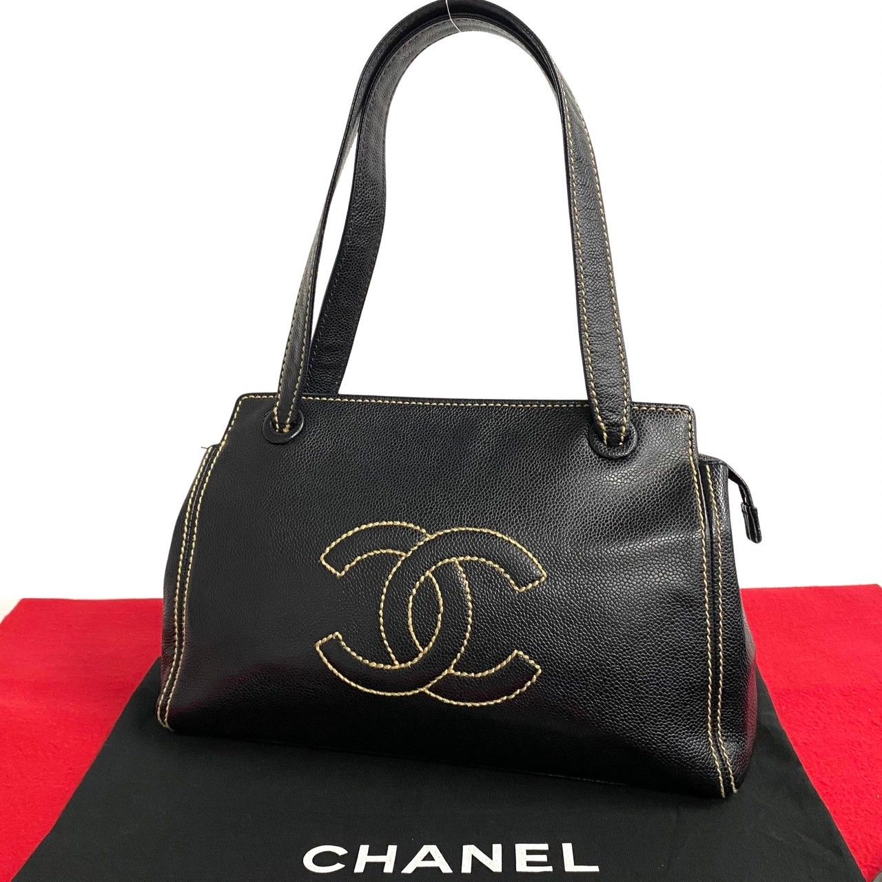 極 美品 シール有 9番台 CHANEL シャネル ココマーク キャビアスキン 