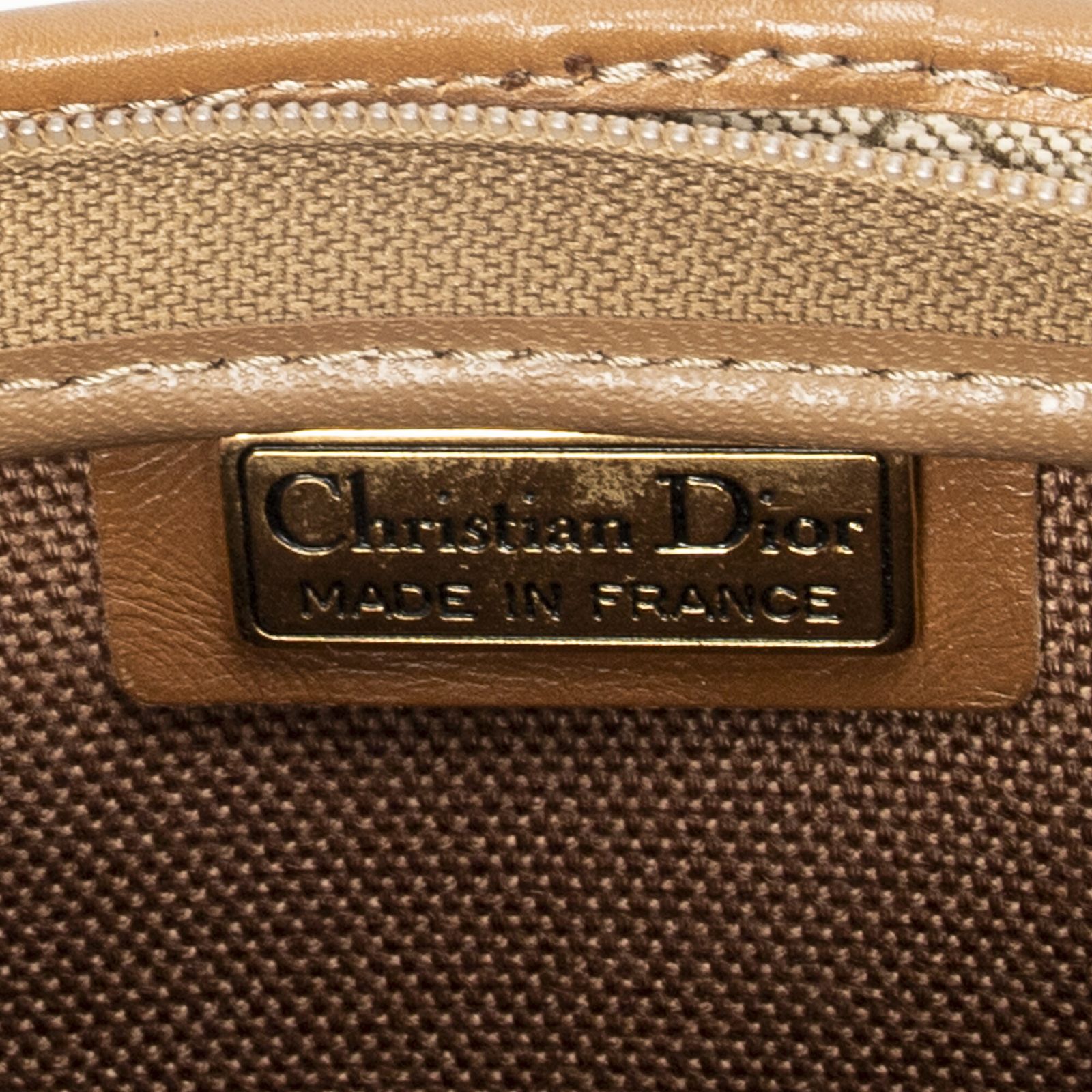 ディオールヴィンテージジップクラッチバッグベージュ ブラウンハニカムPVCキャンバスA