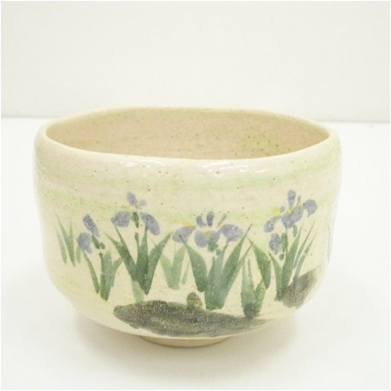 新品未使用抹茶茶碗桐箱付 月に萩と桜 浅見与し